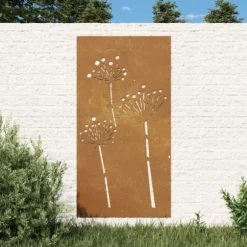 Plakater, prints & vægkunst - Living udendørs vægdekoration 105x55 cm blomsterdesign cortenstål