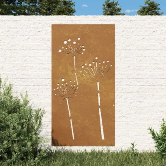 Plakater, prints & vægkunst - Living udendørs vægdekoration 105x55 cm blomsterdesign cortenstål