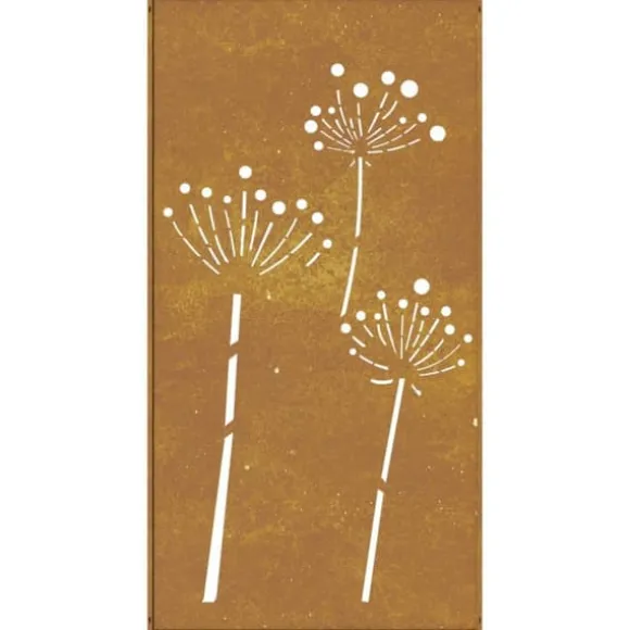 Plakater, prints & vægkunst - Living udendørs vægdekoration 105x55 cm blomsterdesign cortenstål