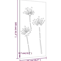 Plakater, prints & vægkunst - Living udendørs vægdekoration 105x55 cm blomsterdesign cortenstål