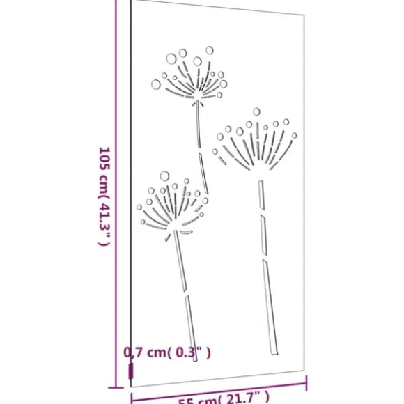 Plakater, prints & vægkunst - Living udendørs vægdekoration 105x55 cm blomsterdesign cortenstål