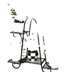 Plante Stativ, Indendørs og Udendørs, Flere Niveauer Display Stativ, Sort