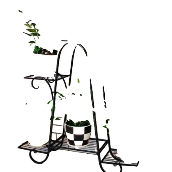 Plante Stativ, Indendørs og Udendørs, Flere Niveauer Display Stativ, Sort