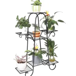 Plante stativer, 7 niveauer design, indendørs/udendørs brug, Sort