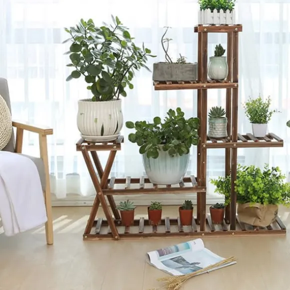 Plantebord, 5 niveauer, 95 cm x 25 cm x 95 cm, træ, samlingsmetode, egnet til indendørs og udendørs brug