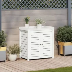 Plantebord i massiv fyrretræ med hylder - Opbevaring til potteplanter | Størrelse: 82,5x50x86,5 cm | Farve: Hvid