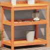 Plantebord i massivt fyrretræ med hylder | Størrelse: 82,5x45x86,5 cm | Farve: Brun
