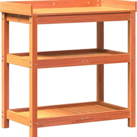 Plantebord i massivt fyrretræ med hylder | Størrelse: 82,5x45x86,5 cm | Farve: Brun