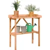 Plantebord i massivt grantræ med hylde | Størrelse: 78x38x82,5 cm | Farve: Brun