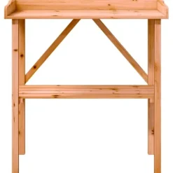 Plantebord i massivt grantræ med hylde | Størrelse: 78x38x82,5 cm | Farve: Brun