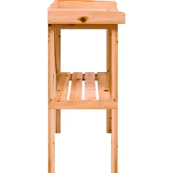 Plantebord i massivt grantræ med hylde | Størrelse: 78x38x82,5 cm | Farve: Brun