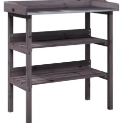 Plantebord i massivt grantræ med hylder | 78x38x82,5 cm | Farve: Natur | Størrelse: 78x38x82,5 cm