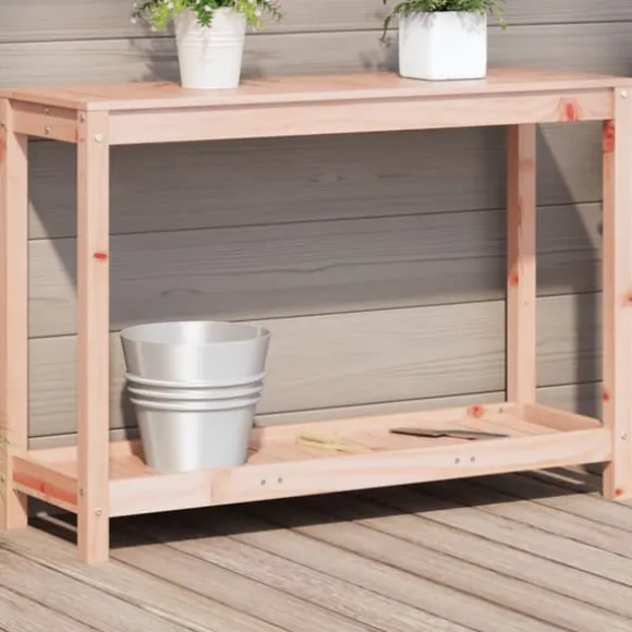 Plantebord med hylde i massivt douglasgran - Robuste træmøbler | Størrelse: 108x35x75 cm