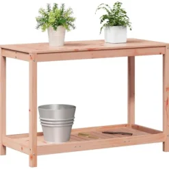 Plantebord med hylde i massivt douglasgran - Robuste udendørs møbler | Størrelse: 108x50x75 cm