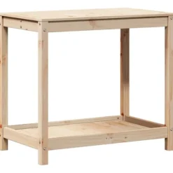 Plantebord med hylde i massivt fyrretræ | Størrelse: 82,5x50x75 cm