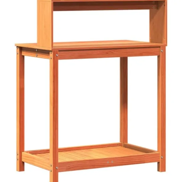 Plantebord med hylder i massivt fyrretræ | Mål: 82,5x50x109,5 cm | Farve: Brun
