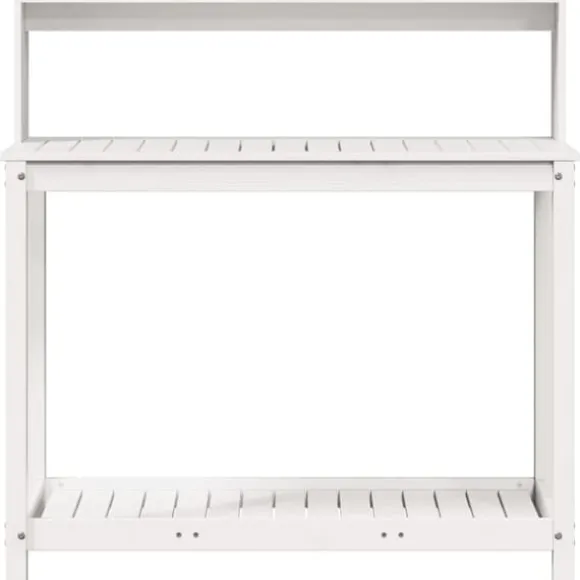 Plantebord med hylder i massivt fyrretræ - Opbevaringsløsning | Størrelse: 108x50x109,5 cm | Farve: Hvid