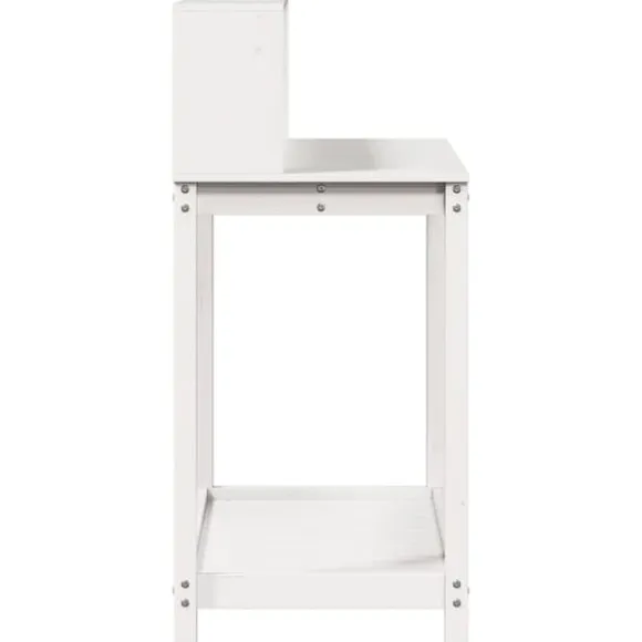 Plantebord med hylder i massivt fyrretræ - Opbevaringsløsning | Størrelse: 108x50x109,5 cm | Farve: Hvid