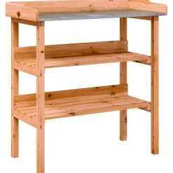 Plantebord med hylder i massivt grantræ | Størrelse: 78x38x82,5 cm | Farve: Brun