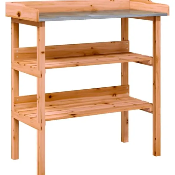 Plantebord med hylder i massivt grantræ | Størrelse: 78x38x82,5 cm | Farve: Brun