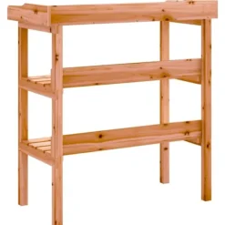 Plantebord med hylder i massivt grantræ | Størrelse: 78x38x82,5 cm | Farve: Brun