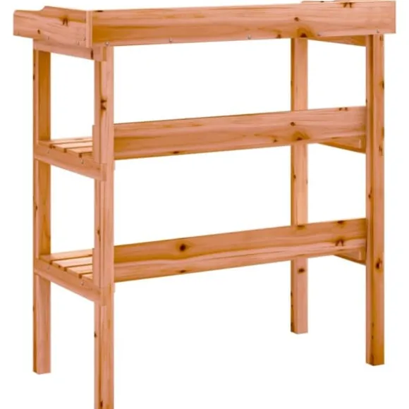 Plantebord med hylder i massivt grantræ | Størrelse: 78x38x82,5 cm | Farve: Brun