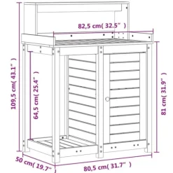 Plantebord med hylder i massivt douglasgran | Størrelse: 82,5x50x109,5 cm