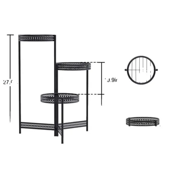 Plantebord, Moderne Minimalistisk, Metal, Sort,3 niveau