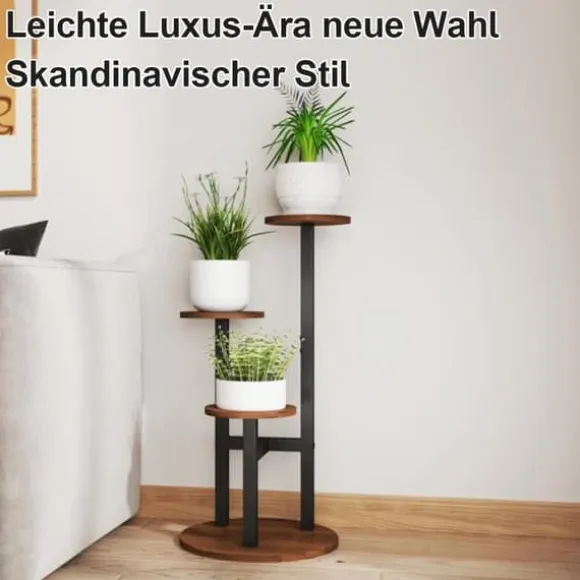 Plantebord, Træ, 60 cm Højde, 40 cm Diameter, Multi-Top Støtte, Nem Montering