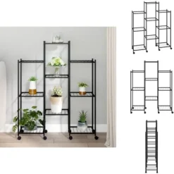 Planteborde - Living blomsterstativ med hjul 83x25x103,5 cm jern sort