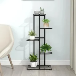 Planteborde - Living blomsterstativ i 5 niveauer 43x22x98 cm metal sort