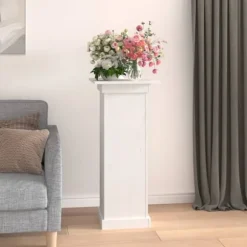Planteborde - Living blomsterstander 40x40x90 cm massivt fyrretræ hvid
