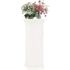 Planteborde - Living blomsterstander 40x40x90 cm massivt fyrretræ hvid