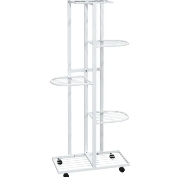Planteborde - Living blomsterstativ 5 niveauer med hjul 44x23x100 cm jern hvid