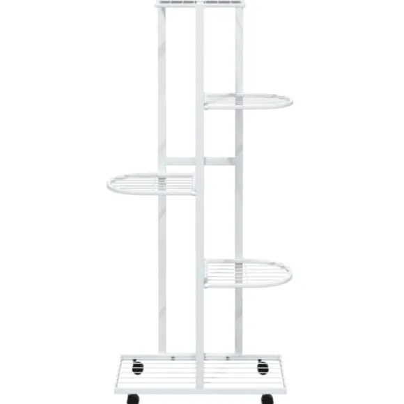 Planteborde - Living blomsterstativ 5 niveauer med hjul 44x23x100 cm jern hvid