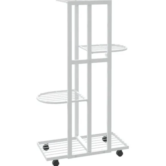 Planteborde - Living blomsterstativ 4 niveauer med hjul 44x23x80 cm jern hvid