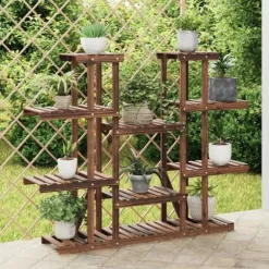 Planteborde - Living blomsterstativ 110x25x110,5 cm massivt fyrretræ