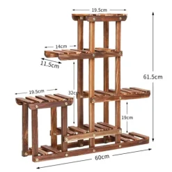 Planteholder - Blomsterhylde - 6 niveauer - Massiv fyrretræ - Inde/ude - Til potter & sukkulenter - Samles selv - Brun