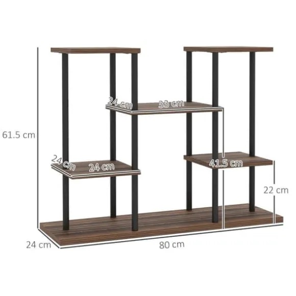 Planteholder 4 niveauer 61,5 cm træ kulbrun til inde/ude