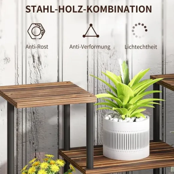 Planteholder 4 niveauer 61,5 cm træ kulbrun til inde/ude
