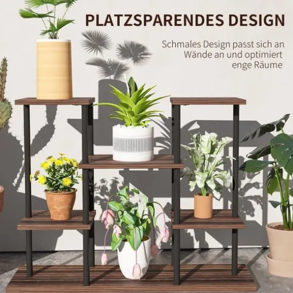Planteholder 4 niveauer 61,5 cm træ kulbrun til inde/ude