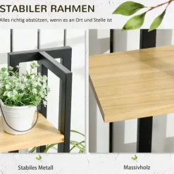 Planteholder 4 niveauer justerbar 110 cm træ sort/natur til inde/ude