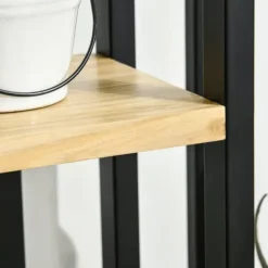 Planteholder 4 niveauer justerbar 110 cm træ sort/natur til inde/ude