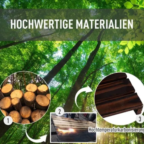 Planteholder 4 niveauer massivt forkullet træ 123,5x33x80 cm have/altan
