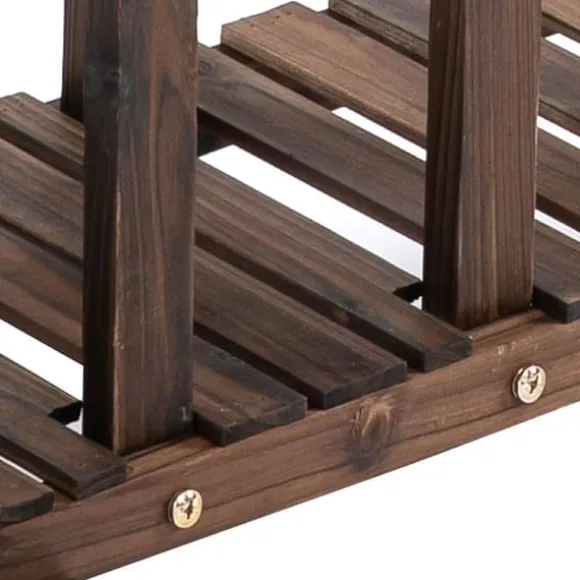 Planteholder 4 niveauer massivt forkullet træ 123,5x33x80 cm have/altan