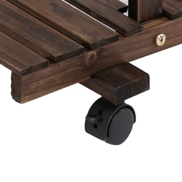 Planteholder 4 niveauer massivt forkullet træ 123,5x33x80 cm have/altan