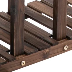 Planteholder 4 niveauer massivt forkullet træ 123,5x33x80 cm have/altan