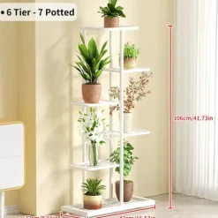Planteholder, 6 niveauer, metal konstruktion,6lag-hvid