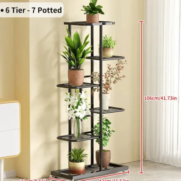 Planteholder, 6 niveauer, metal konstruktion,6lag-sort