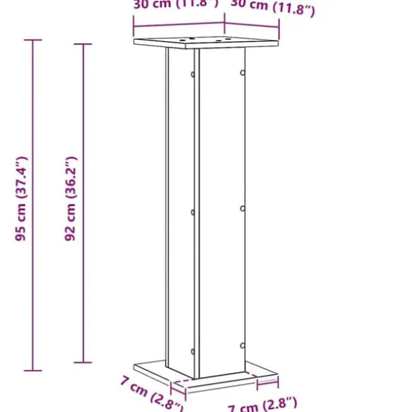 Planteholder 2 stk - Modern planteudstiller i sort eg | Størrelse: 30x30x95 cm